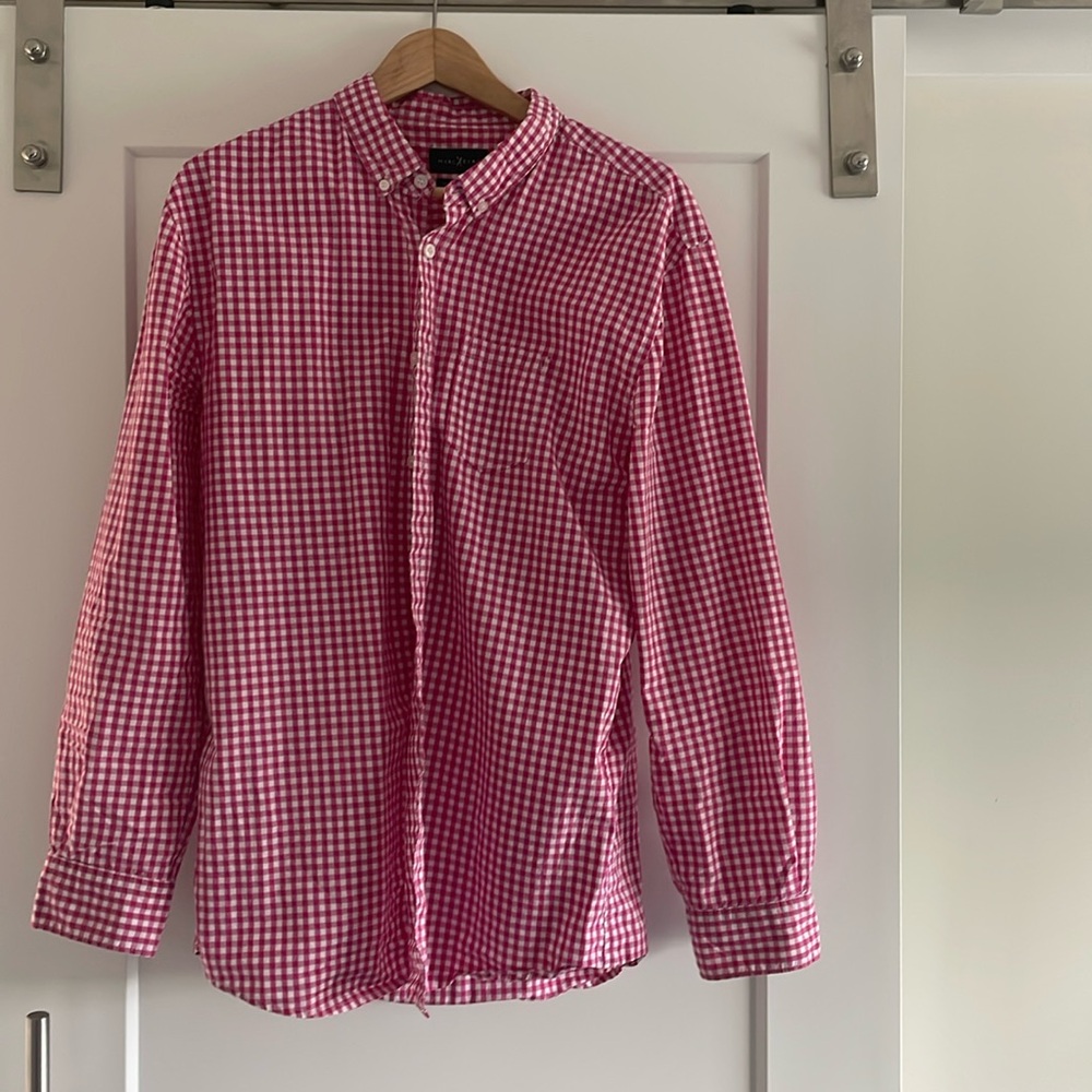Marc ecko large slim pink gingham dress shirt